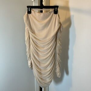 10. Elegant Cream Ruched Off the Shoulder Long Sleeve Dress Size Medium